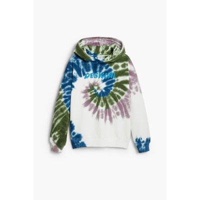 Sweat à Capuche Cropped Forever 21 - Bleu Tie Dye - Taille L - Coton