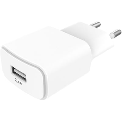 Chargeur 12W USB-A Blanc compatible iPhone 17 16 15 Pro Max et Samsung Galaxy ESSENTIEL B