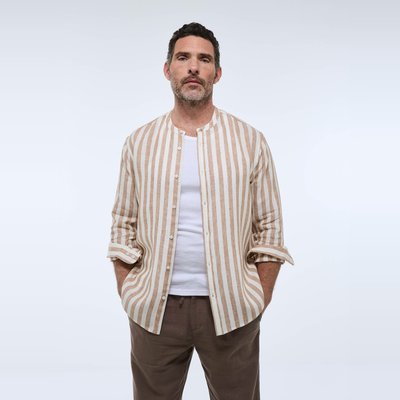 Chemise manches longues rayée en lin MONOPRIX