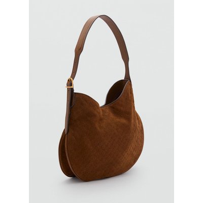 Sac porté épaule suède imprimé logo MANGO