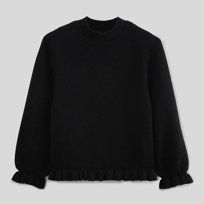 Pull col montant à volants contenant de la laine MONOPRIX