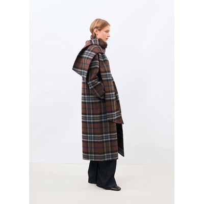 Manteau long avec écharpe à carreaux HUMILITY