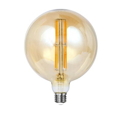 Ampoule globe 15 cm ambrée LED filament lumière chaude (E27) PIER IMPORT