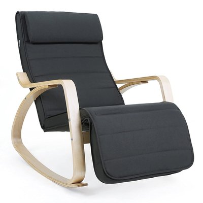 Fauteuil à bascule avec accoudoirs et repose-pieds 5 positions - L55 x H91 cm CALICOSY