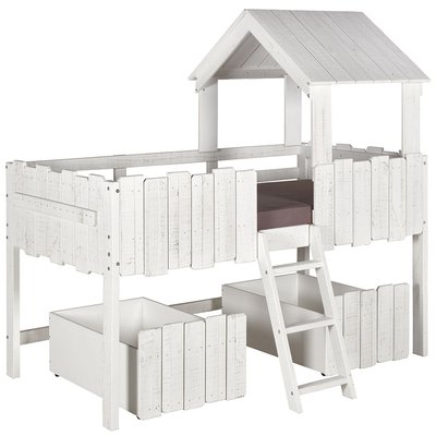 Pack lit cabane mi-hauteur avec tiroirs et matelas Donnie Bois massif  DONNIE AKITEN RETAIL