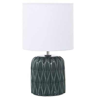 Lampe à poser en céramique bleu et abat-jour blanc WADIGA