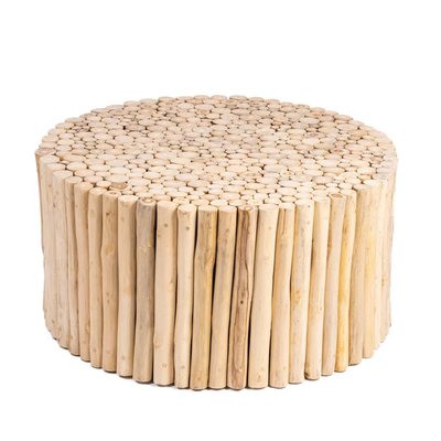Grande table basse ronde en rondin de bois teck JATI HYDILE