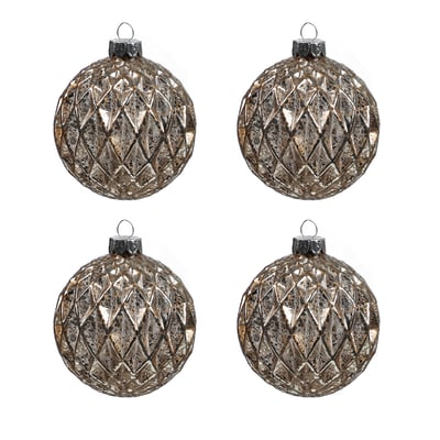 Set de 4 boules de noel pailletées en verre D8 NOËL SIA DECO
