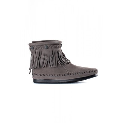 Boots Franges Avec Tresse Cheville, Cuir Suede MINNETONKA