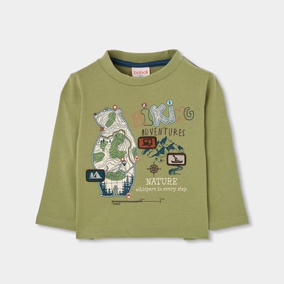 T-shirt garçon en maille imprimé ours aventure BOBOLI