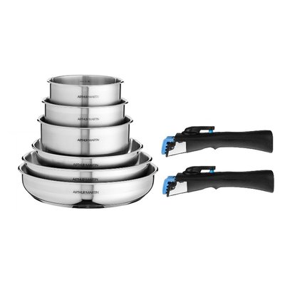Batterie de cuisine 8 pièces amovible ARTHUR MARTIN