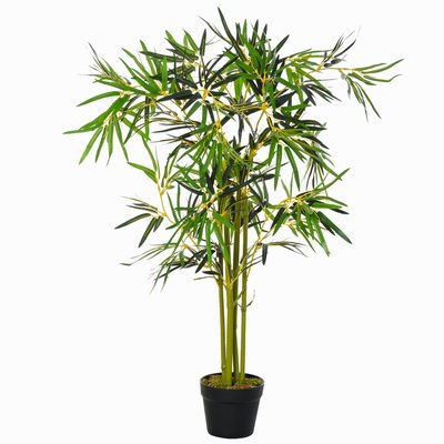 Bambou artificiel hauteur 1,2 m 552 feuilles & lichen denses réalistes pot inclus noir OUTSUNNY
