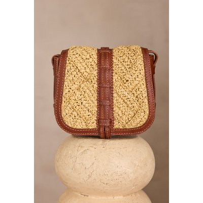 Sac en cuir et paille LUCIEN MINI Maison 123
