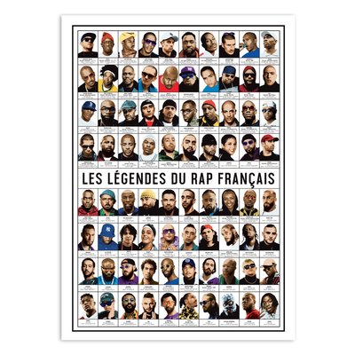 Affiche d’art 50 x 70 cm - Les légendes du rap français - Olivier Bourdereau WALL EDITIONS