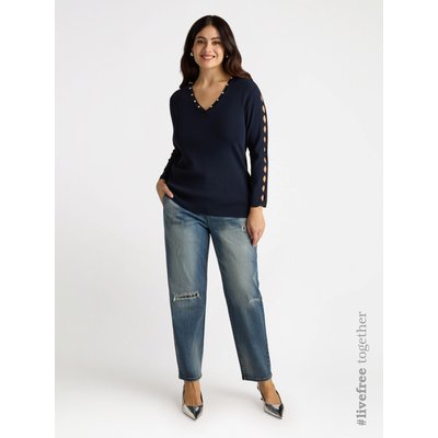 Jean ballon avec poches diagonales, taille élastique, jambe droite FIORELLA RUBINO