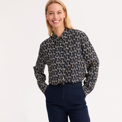 Camisa de viscosa de manga larga con estampado floral ANNE WEYBURN