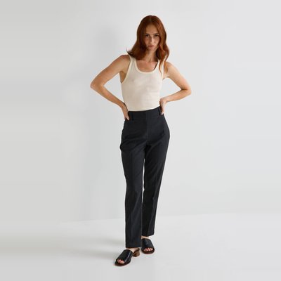 Pantalon droit uni avec pli cassé MONOPRIX