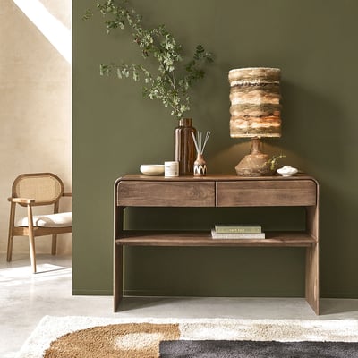 Console en manguier massif 2 tiroirs et niche  SOFIA BERAH GETAH