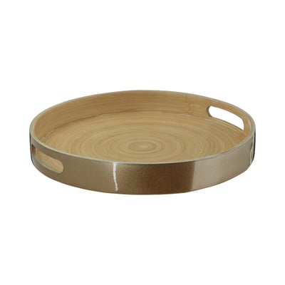 Small Round Bamboo Serving Tray in Gold SO'HOME