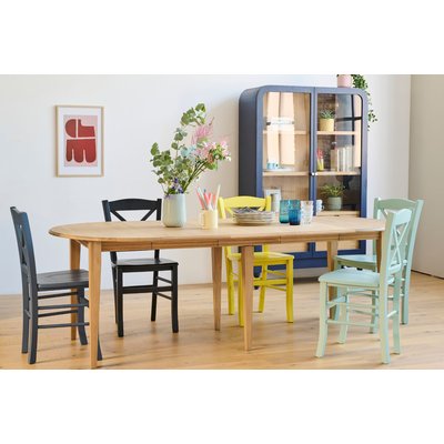 Table ronde 6 pieds fuseau D105 + 3 rallonges bois - VICTORIA HELLIN, DEPUIS 1862