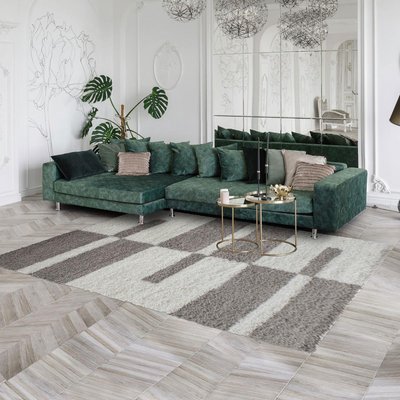 Tapis poils longs shaggy tissé motif géométrique RECTAN UN AMOUR DE TAPIS