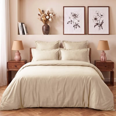 Parure housse de couette satin + 2 taies 65x65 cm VERSALUXE UNI SENSEI MAISON
