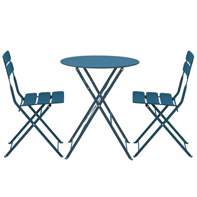 Table de jardin rabattable Et 2 chaises pliantes en métal, ANNECY OVIALA