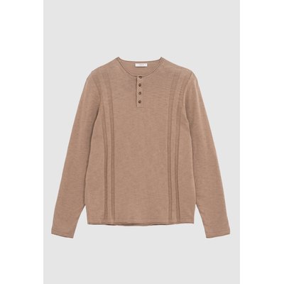 Pull coton bio tricot fin col tunisien IKKS