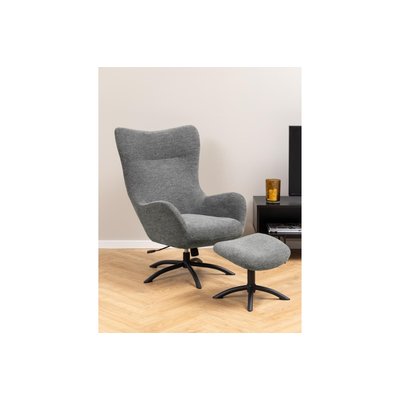 Fauteuil à oreilles pivotant avec repose-pieds en tissu - BRISTOL HELLIN, DEPUIS 1862