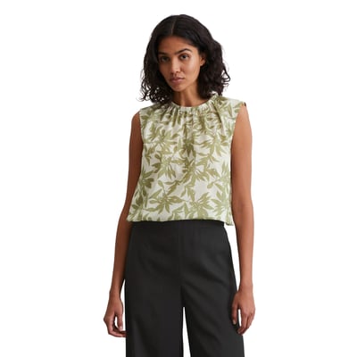 Top chemisier à motifs cropped en voile de coton léger MARC O'POLO