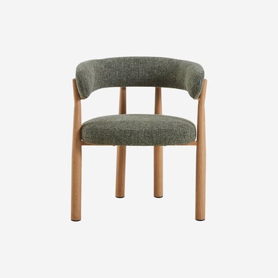 Lot de 2 chaises en tissu et métal finition chêne avec accoudoirs BRYNE HABITAT