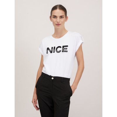 T-shirt avec écriture patch perlée MOTIVI