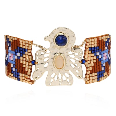 Bracelet réglable perles tissées cabochon oiseau SPICE HIPANEMA