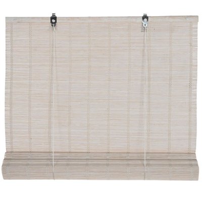 Store enrouleur intérieur en bambou blanc 60x2x175cm WADIGA