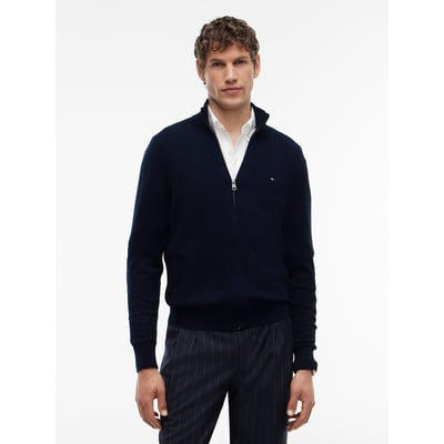 Chaqueta con cremallera y cuello alto, de algodón y cachemira TOMMY HILFIGER
