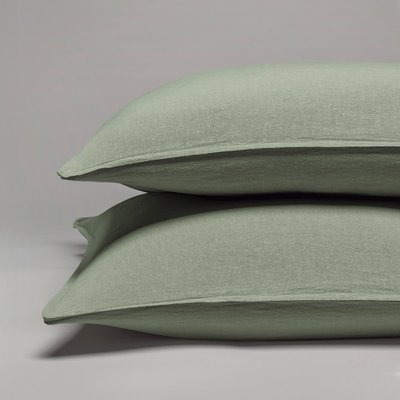 Taie d'oreiller pur lin lavé français MILANO VERT COTTON & CO