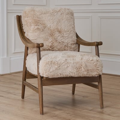 Struan Mid-Century Faux Fur Armchair with Solid Oak Frame VOYAGE MAISON