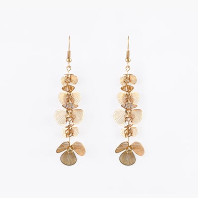 Longues boucles d'oreilles à pétales en filigrane doré BALABOOSTE