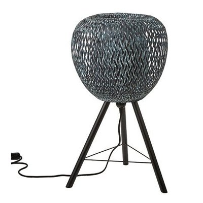 Lampe forme Pomme en bambou ajouré tons gris bleuté et pieds métal D33xH59cm PIER IMPORT