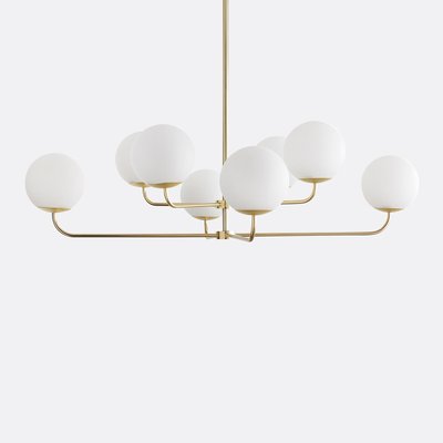 Suspension laiton et verre opaline, Moricio LA REDOUTE INTERIEURS