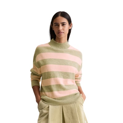 Pull-over en tricot rayé regular en doux mélange de laine vierge MARC O’POLO DENIM