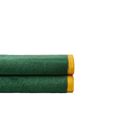 Drap de bain coton double face Lysiris vert et orange LYSIRIS CARRE BLANC