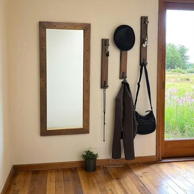 Vestiaire mural avec miroir - 3 portemanteaux en bois HILO PIER IMPORT
