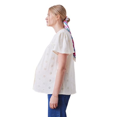 Blouse gaze de coton brodé grossesse et allaitement VERTBAUDET