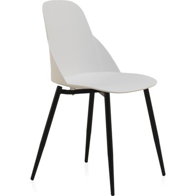 x4 chaises design blanche assise arrondie pieds métal  élégant RECOLLECTION