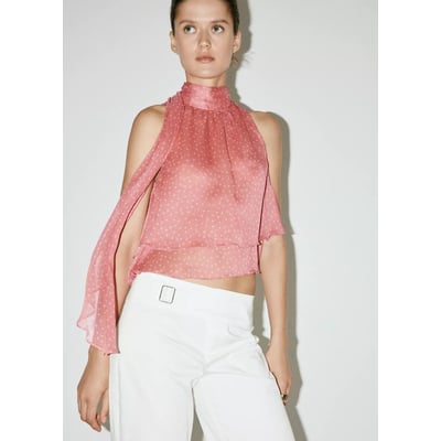 Blouse à pois avec foulard MANGO