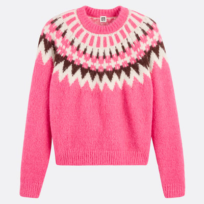 Pull col rond jacquard en grosse maille LA REDOUTE COLLECTIONS
