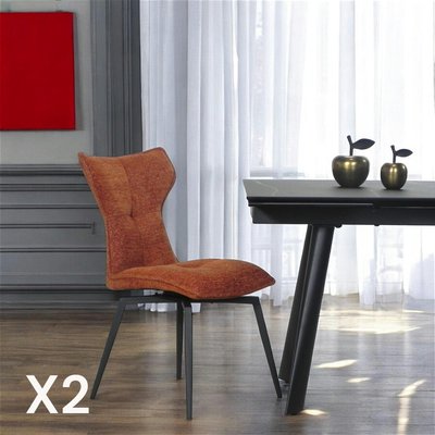 Chaise terracotta pivotante en velours avec passepoil (lot de 2) LOMBARDIE PIER IMPORT
