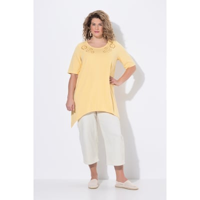 T-shirt avec broderies ajourées. Col rond ULLA POPKEN
