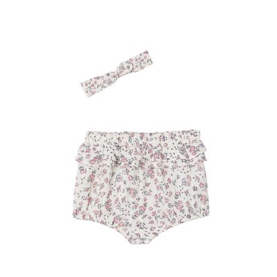 Ensemble naissance bloomer et bandeau fleuris VERTBAUDET